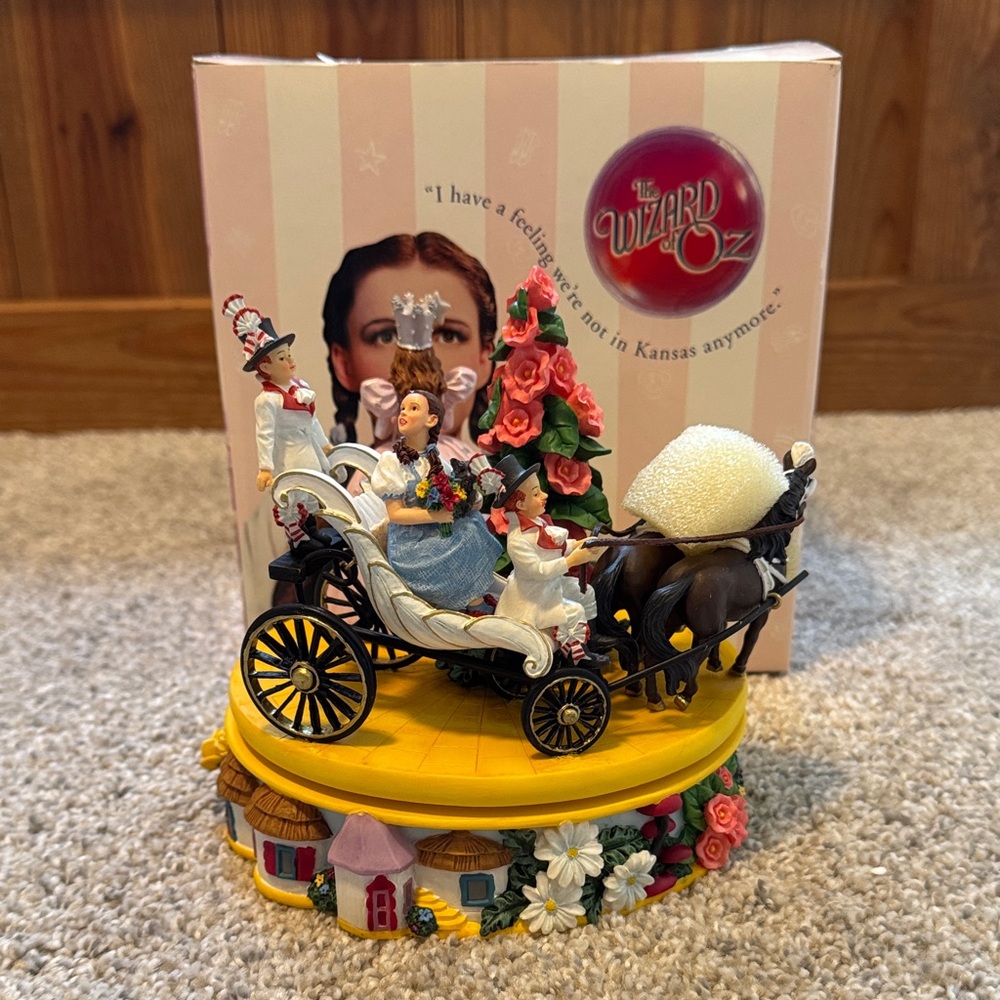 Vintage Wizard of Oz Munchkin Carriage Music Box Figurine with Box
